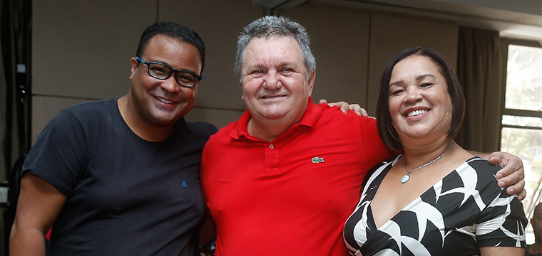 Da esquerda para direita: Ricardo, representante sindical na TIM, Mauro Britto, secretário Geral e Aurea Barrence, diretora das Relações Sindicais