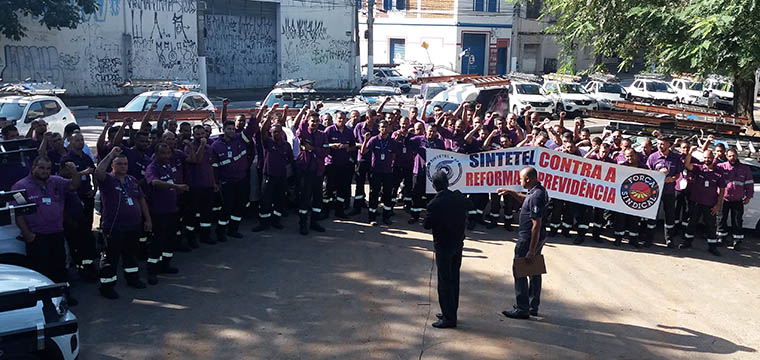 Em continuidade ao Dia Nacional de Luta em Defesa da Previdncia, o Sintetel realizou ao Sindical na Icomon