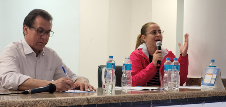 A diretora Social do SINTETEL, Cristiane do Nascimento, defende a ratificação da Convenção 190 da OIT