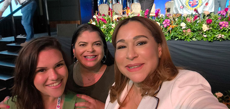Barbara - SINTTEL-SC, Maria Edna-SINTETEL-SP e a ministra da Mulher da Repblica Dominicana - Mayra Gimenez