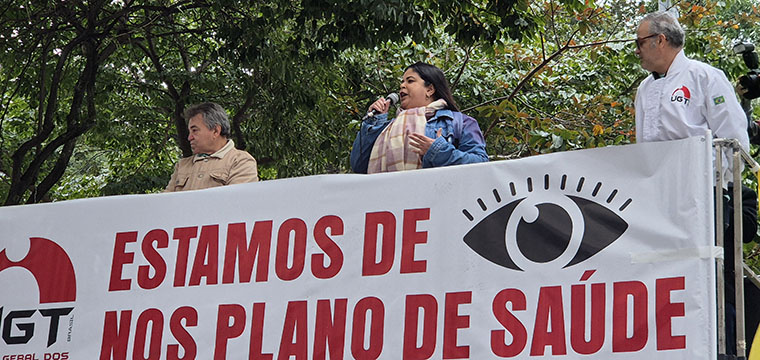 Maria Edna, secretria da Mulher da FENATTEL/CONTICOP/UGT, falou sobre a importncia da ao