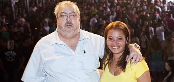 Almir Munhoz, presidente do Sintetel, com a organizadora do evento e dirigente sindical, Isabel Ququio