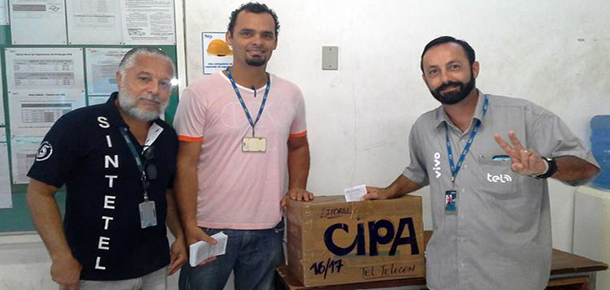 O diretor de base Gilberto,Carlos tecnico de segurança e Henrique eleito para CIPA